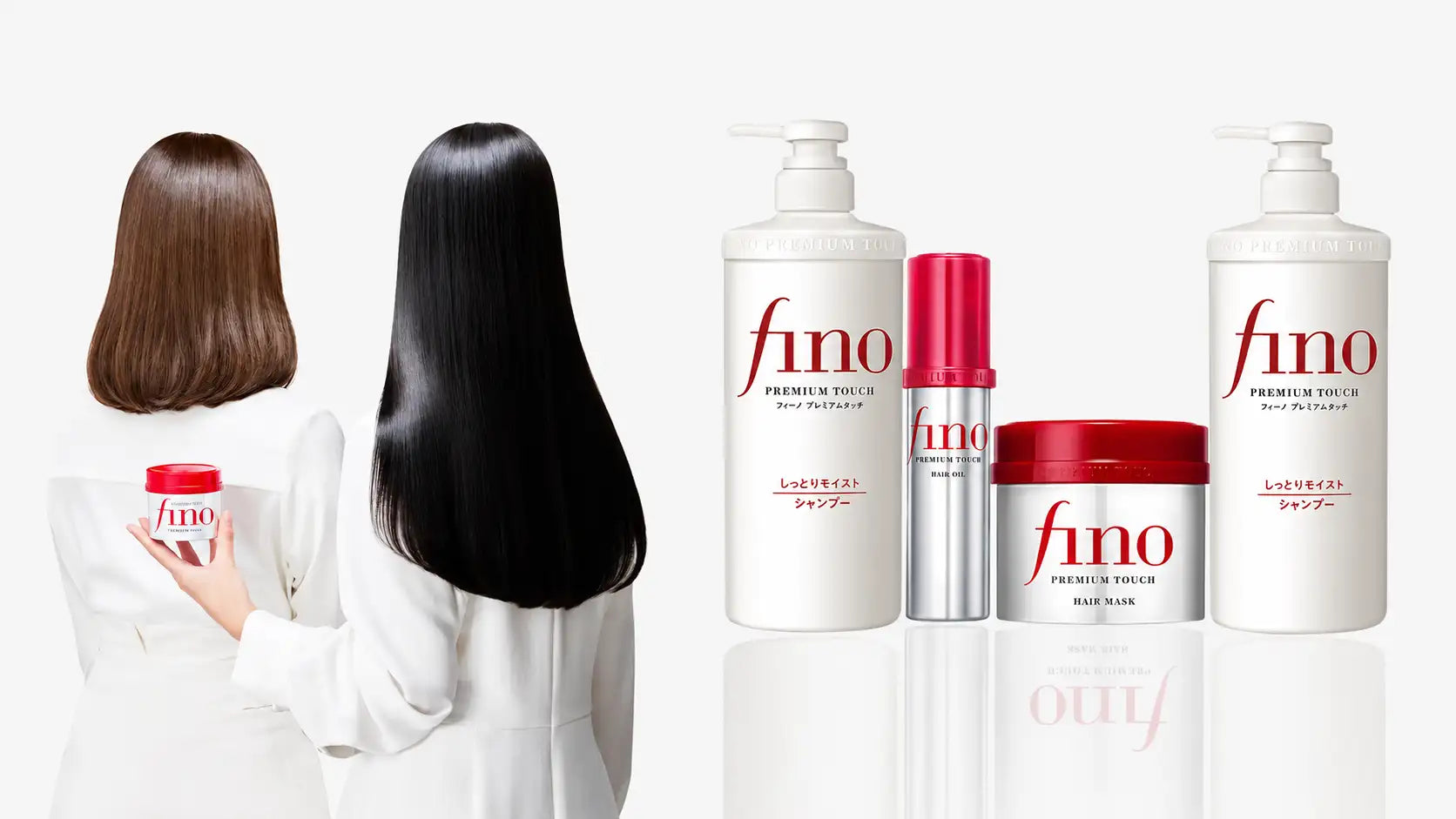 Coffret de soins capillaires premium Fino blanc et rouge au toucher doux