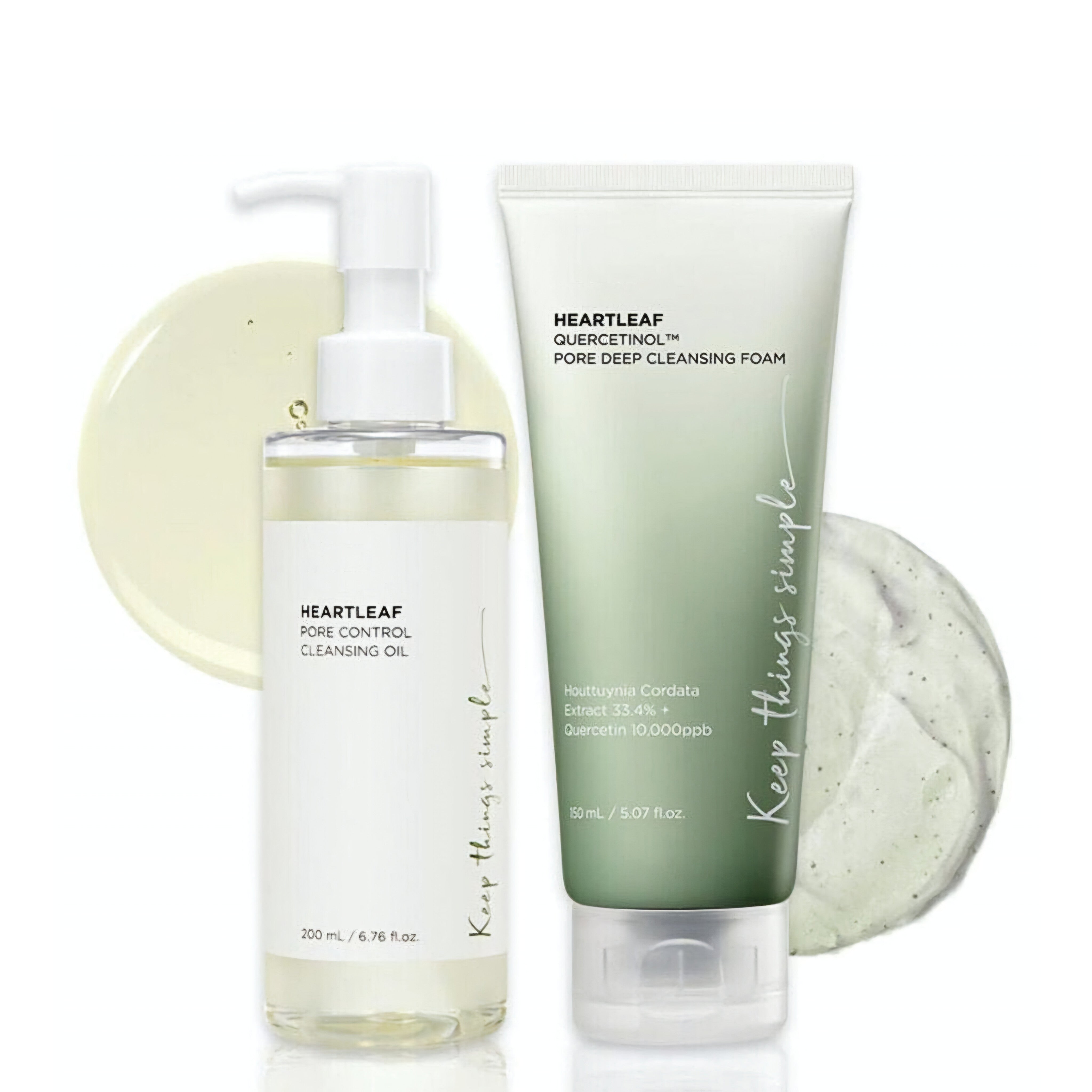 ANUA - DUO Double Cleansing Heartleaf Pore Control Cleansing Oil + Quercetinol Pore Deep Cleansing Foam - 2x150ml