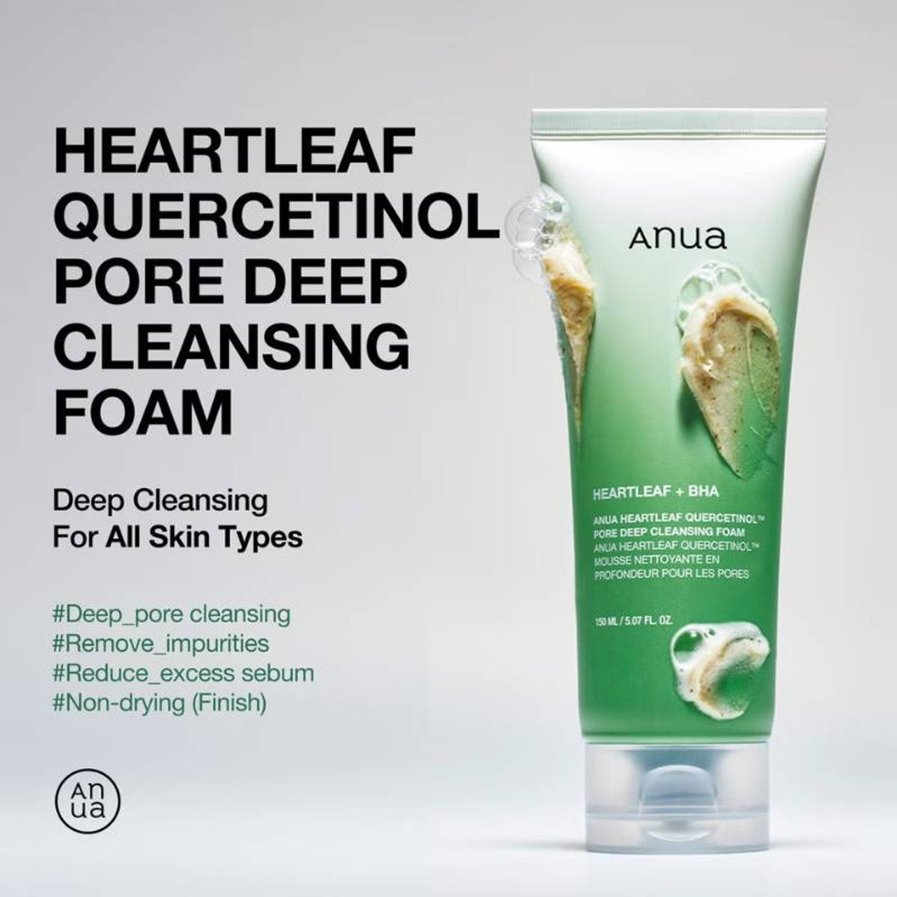 ANUA - Heartleaf + BHA, Heartleaf Quercetinol Pore Deep Cleansing Foam - 150ml