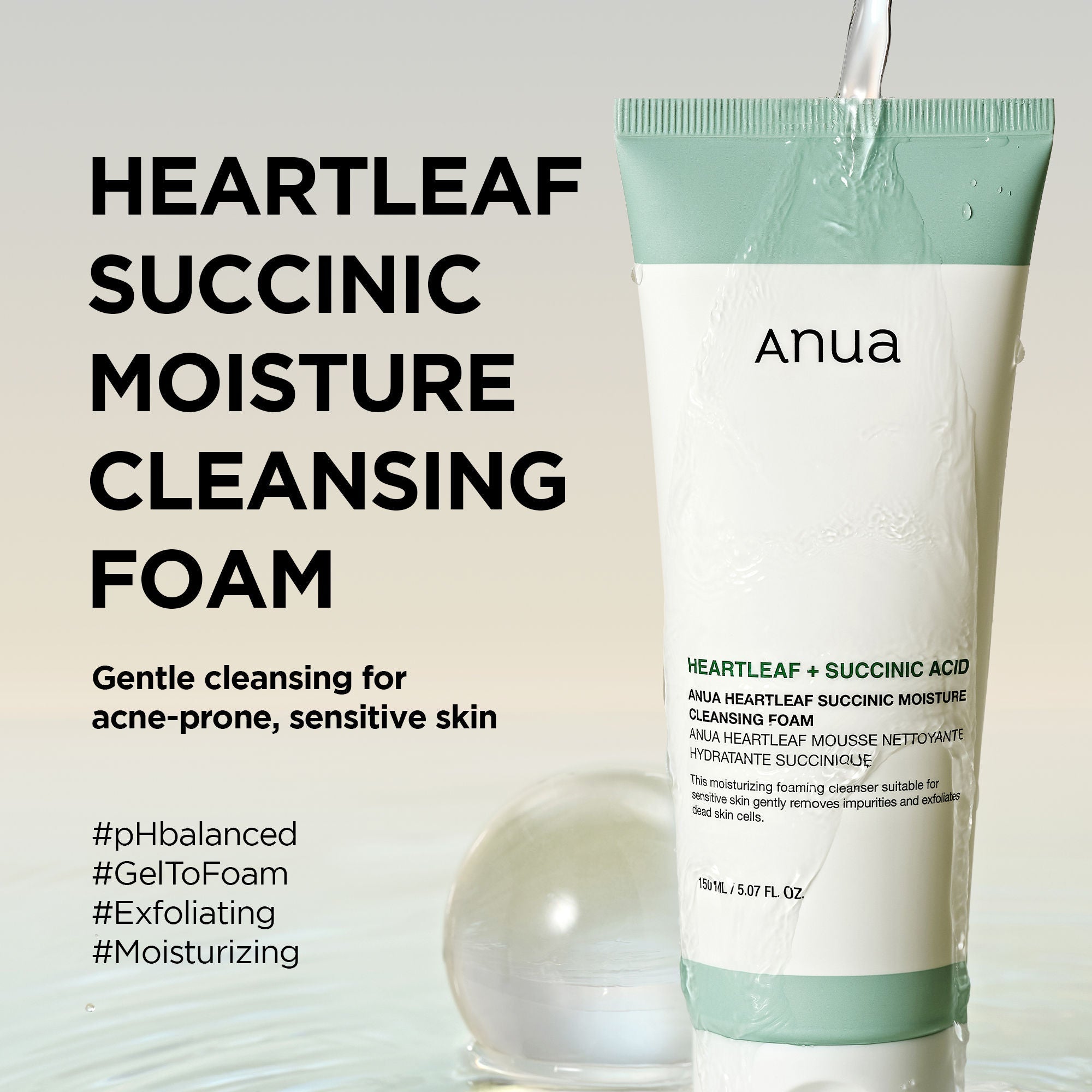 ANUA - Heartleaf Succinic Moisture Cleansing Foam - 150ml