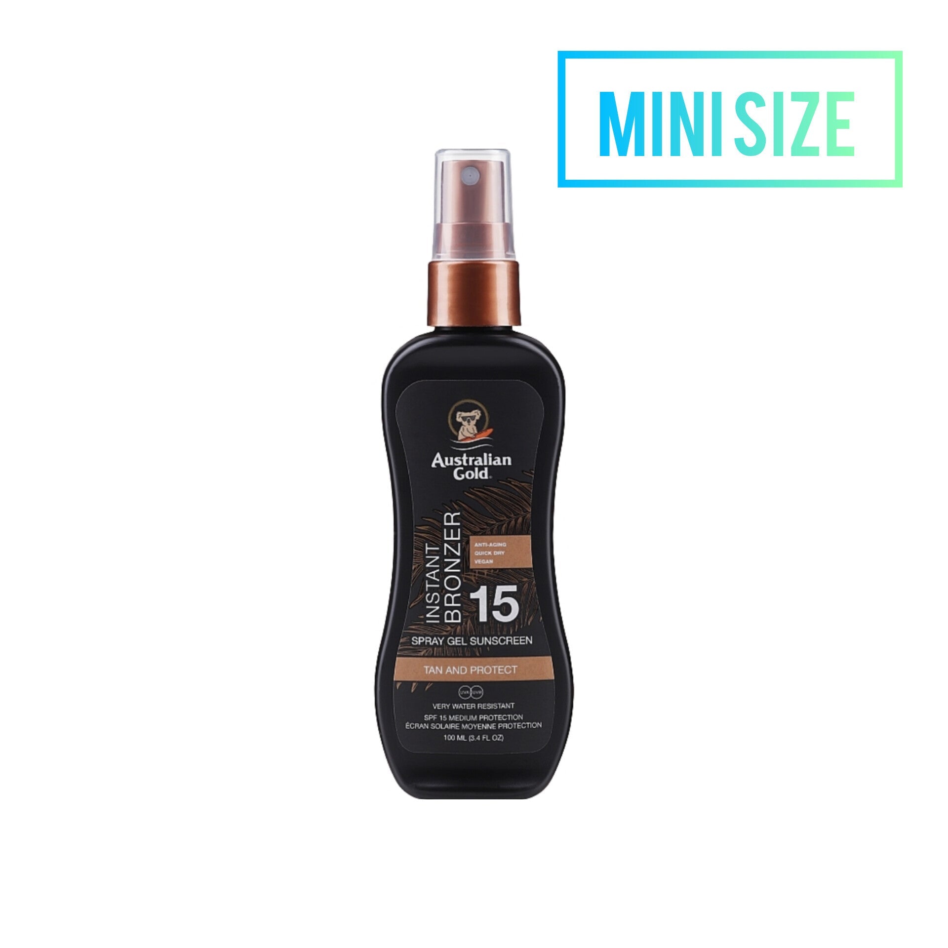 AUSTRALIAN GOLD - Gel Spray Sunscreen SPF15 Avec Bronzant - 100ml