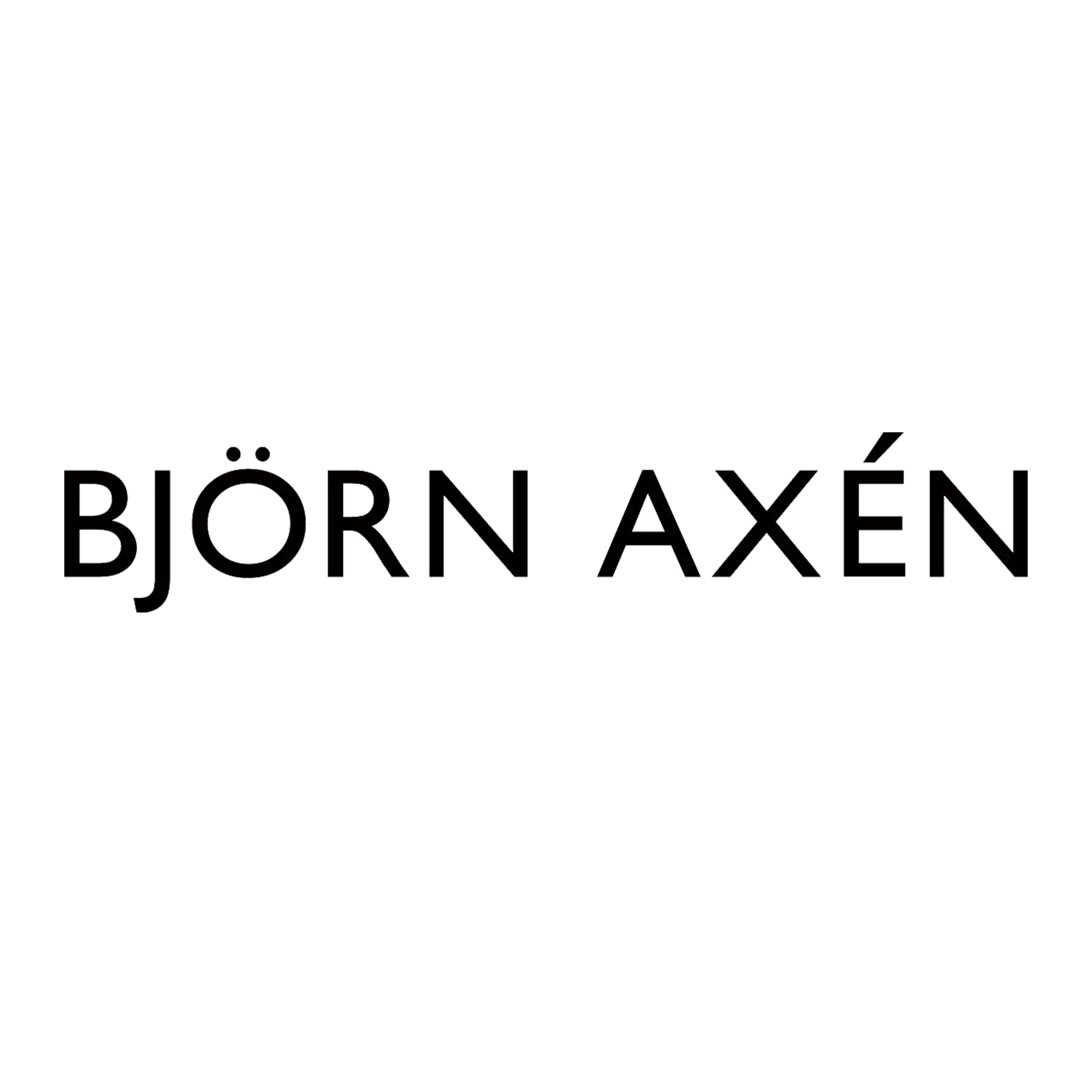 Björn axén logo in elegante zwarte letters tegen een donkere achtergrond.