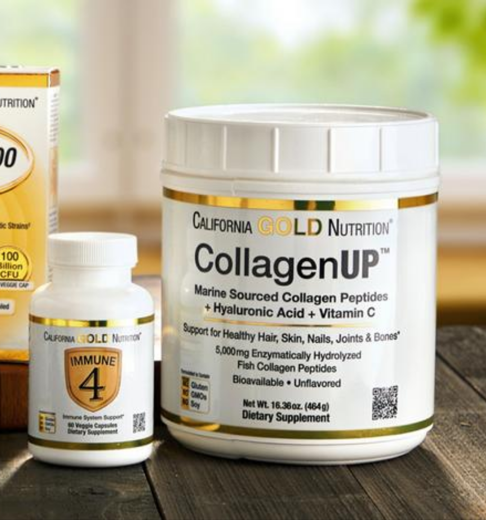 CALIFORNIA GOLD NUTRITION - COLLAGEN UP, Peptides de Collagène Marine à l'Acide Hyaluronique + Vitamine C, Non aromatisés - 206g
