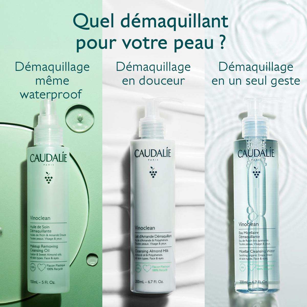 CAUDALIE - Vinoclean Huile de Soin Démaquillante à l'Huile d'Amande Douce + Ricin - 150ml