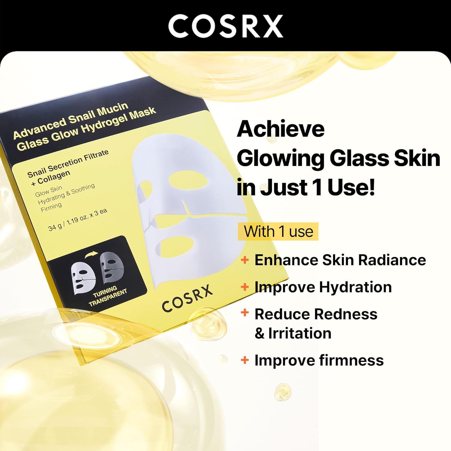 COSRX - Advanced Snail Mucin Glass Glow Mask ( 3pcs )