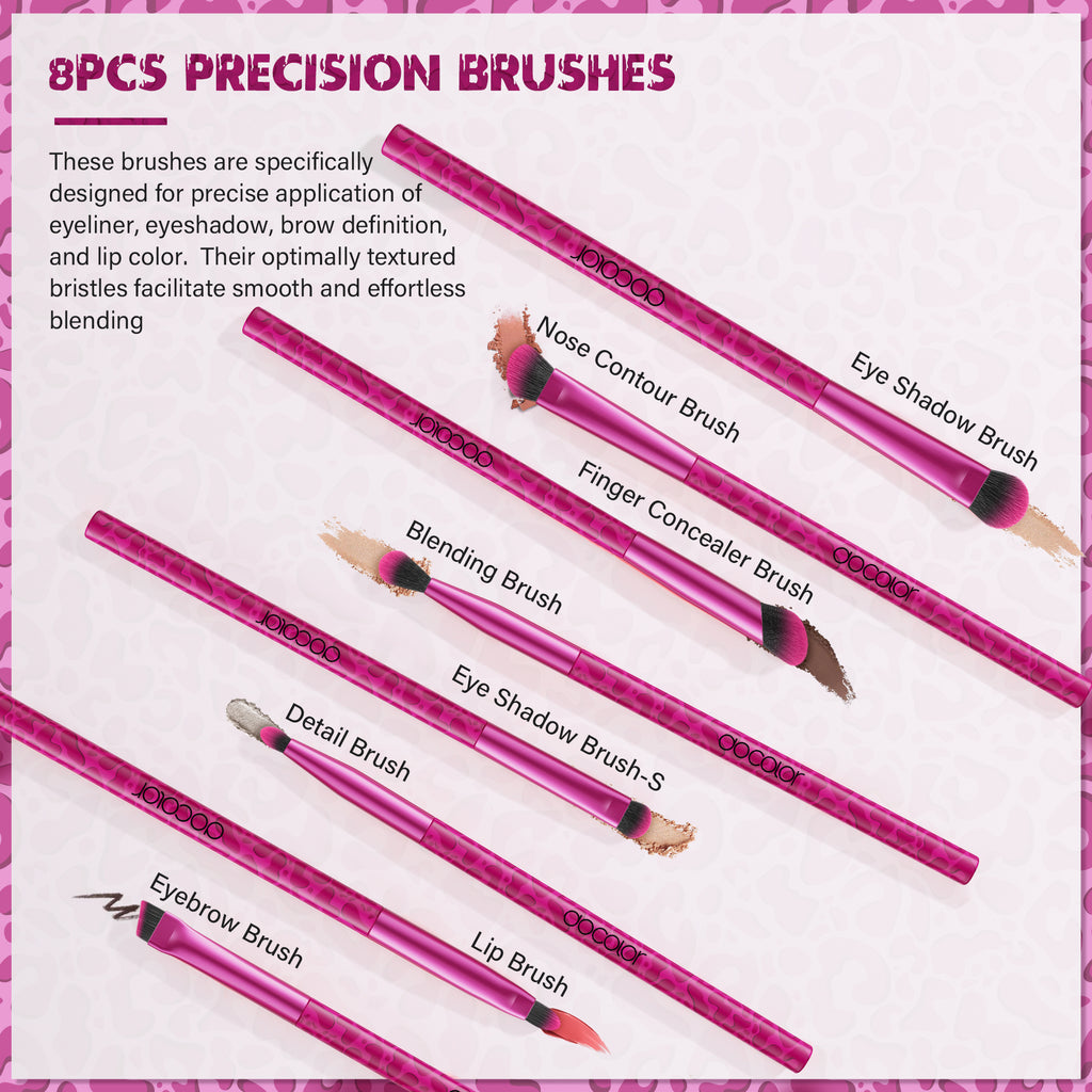 DOCOLOR - Pink Lady Set Pro Brushes de 12 Pièces + Puff