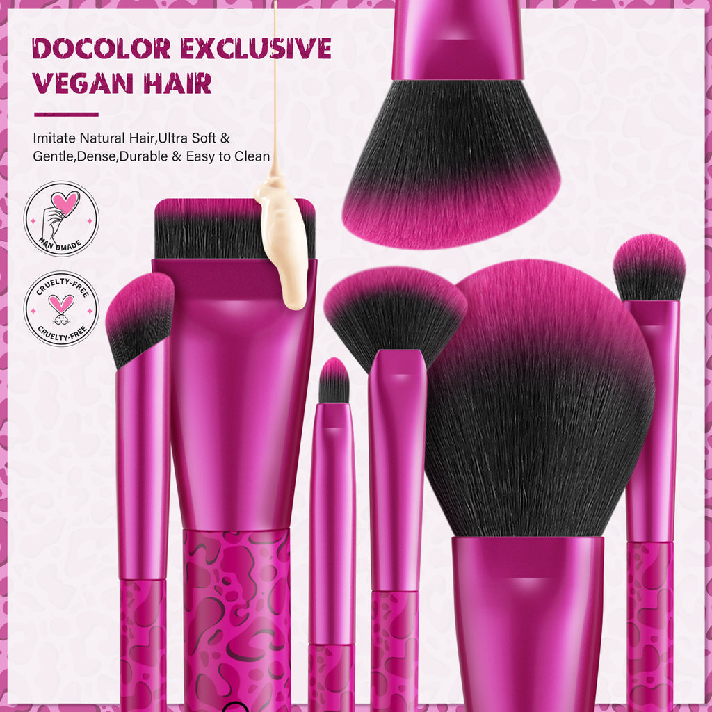 DOCOLOR - Pink Lady Set Pro Brushes de 12 Pièces + Puff