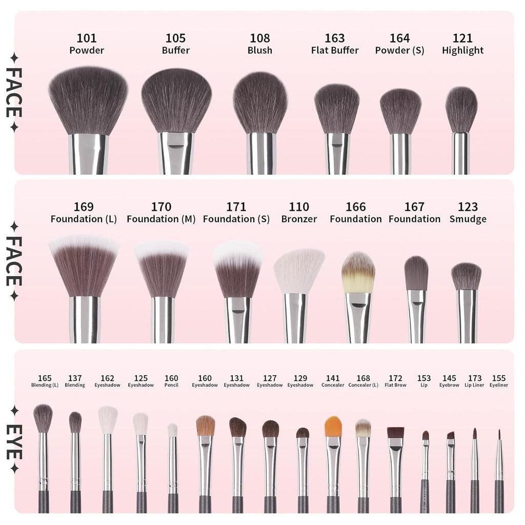 DOCOLOR - Studio Series Professional - 29 Pieces Book Makeup Brush Set + Trousse en Cuir