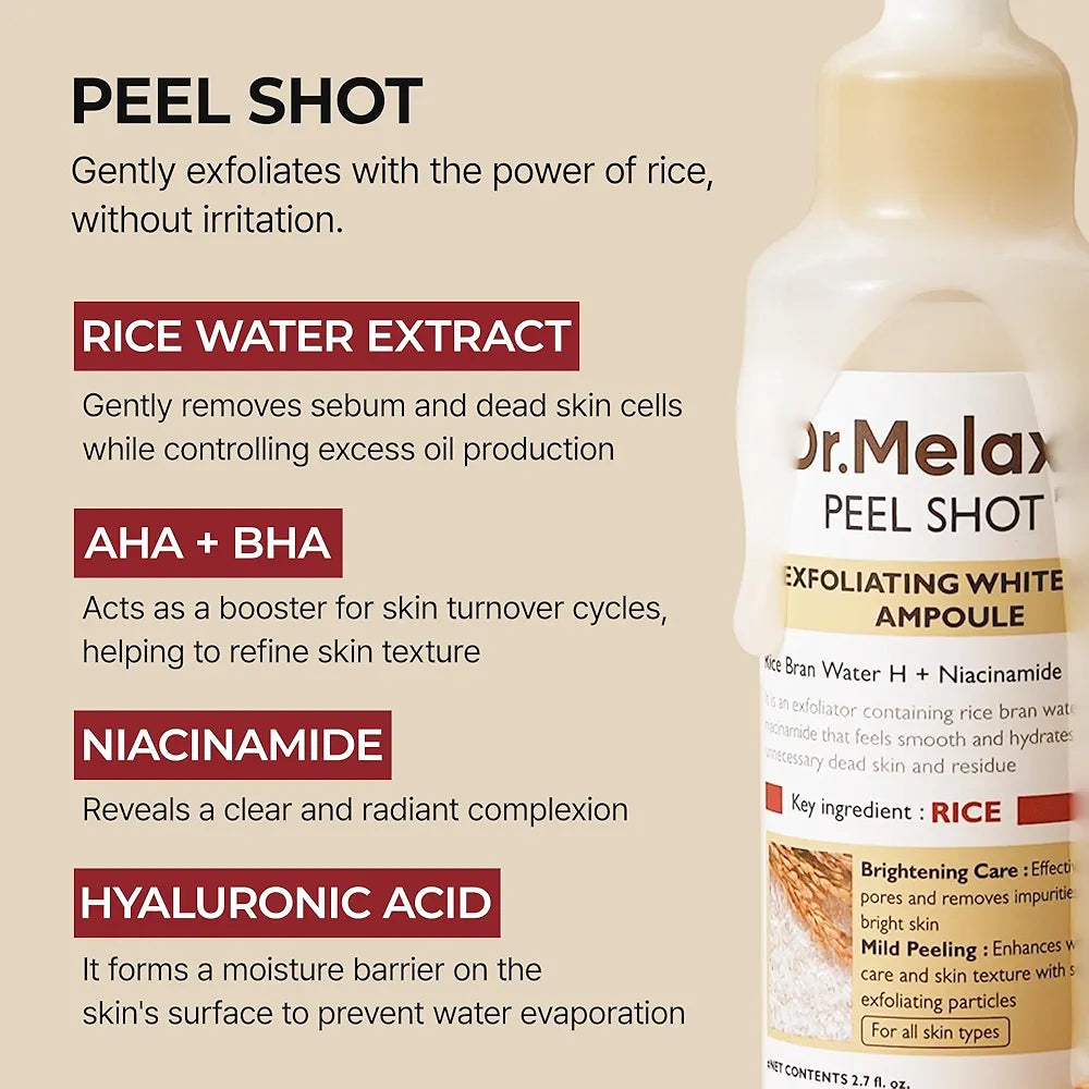 Dr MELAXIN - Peel Shot Exfoliating White Rice Ampoule- 80ml
