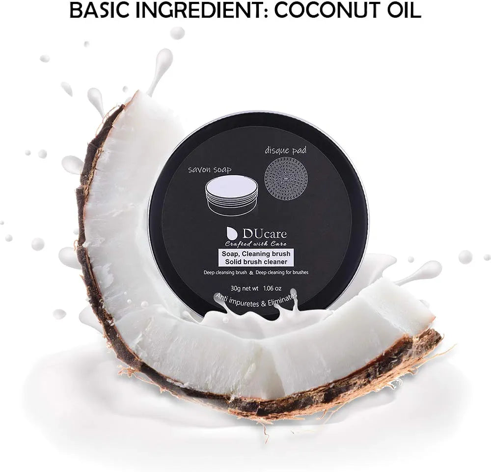 DUCARE - Nettoyant de brosses 2 Pièces, Savon de Coco Solide + Éponge de Nettoyage