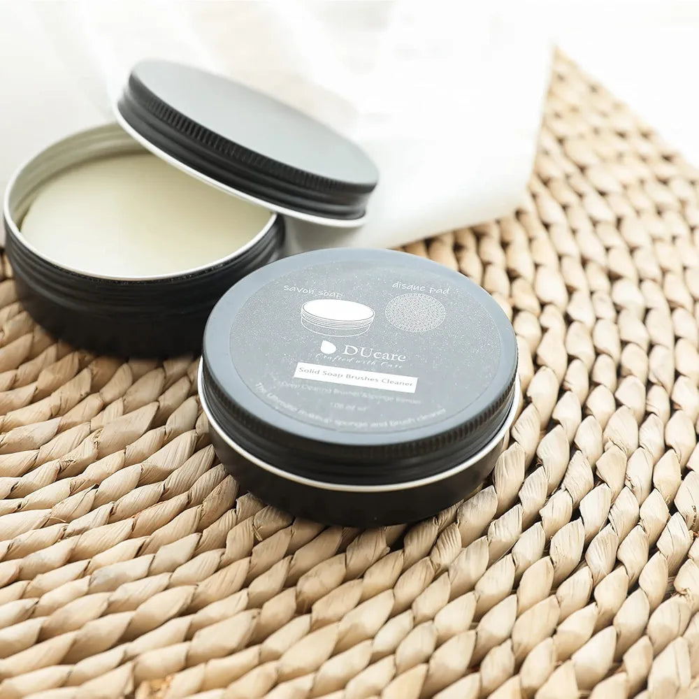 DUCARE - Nettoyant de brosses 2 Pièces, Savon de Coco Solide + Éponge de Nettoyage