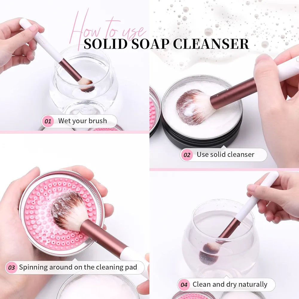 DUCARE - Nettoyant de brosses 2 Pièces, Savon de Coco Solide + Éponge de Nettoyage