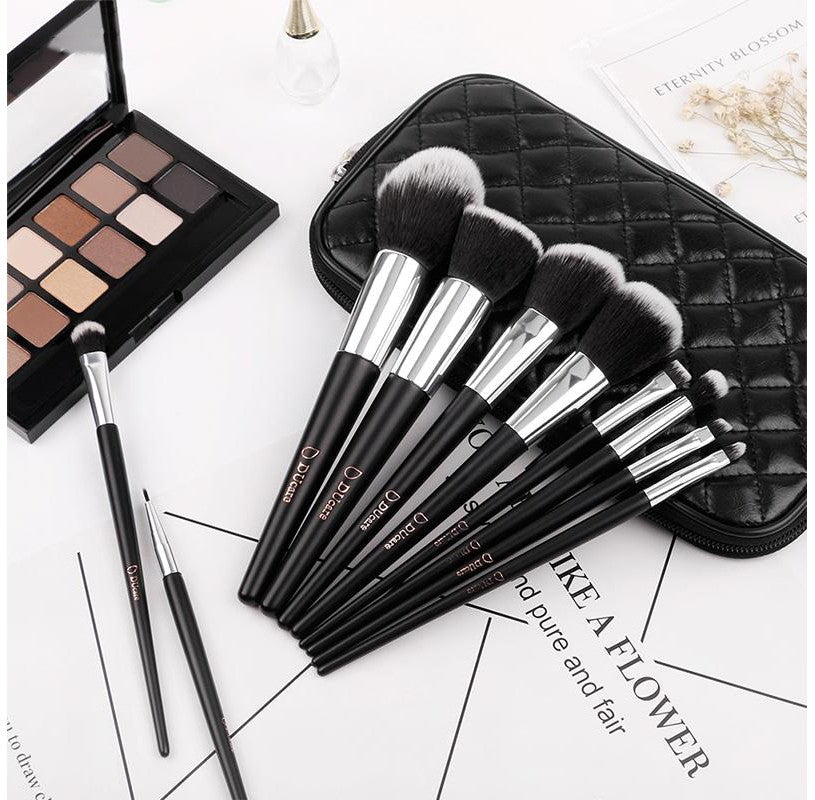 ducare-set-makeup-brush-golden-black-10-pieces