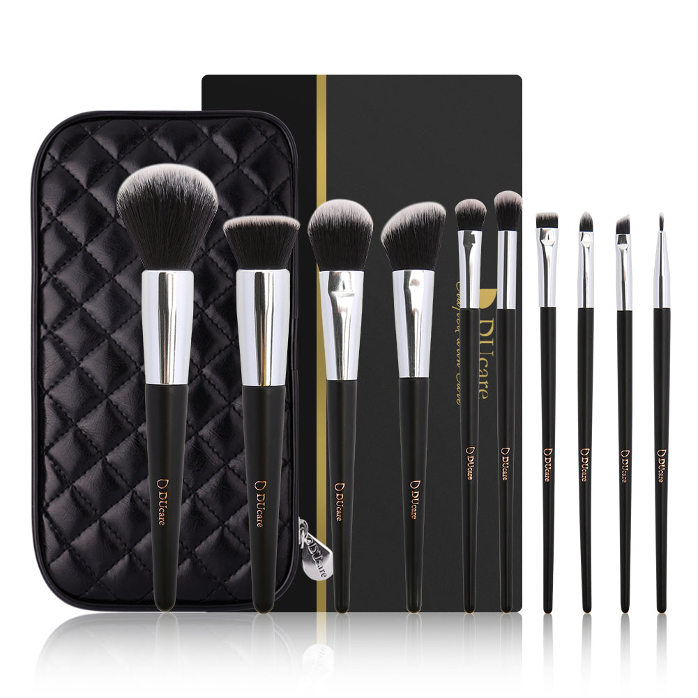 ducare-set-makeup-brush-golden-black-10-pieces