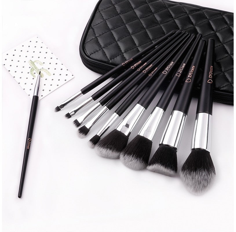 ducare-set-makeup-brush-golden-black-10-pieces
