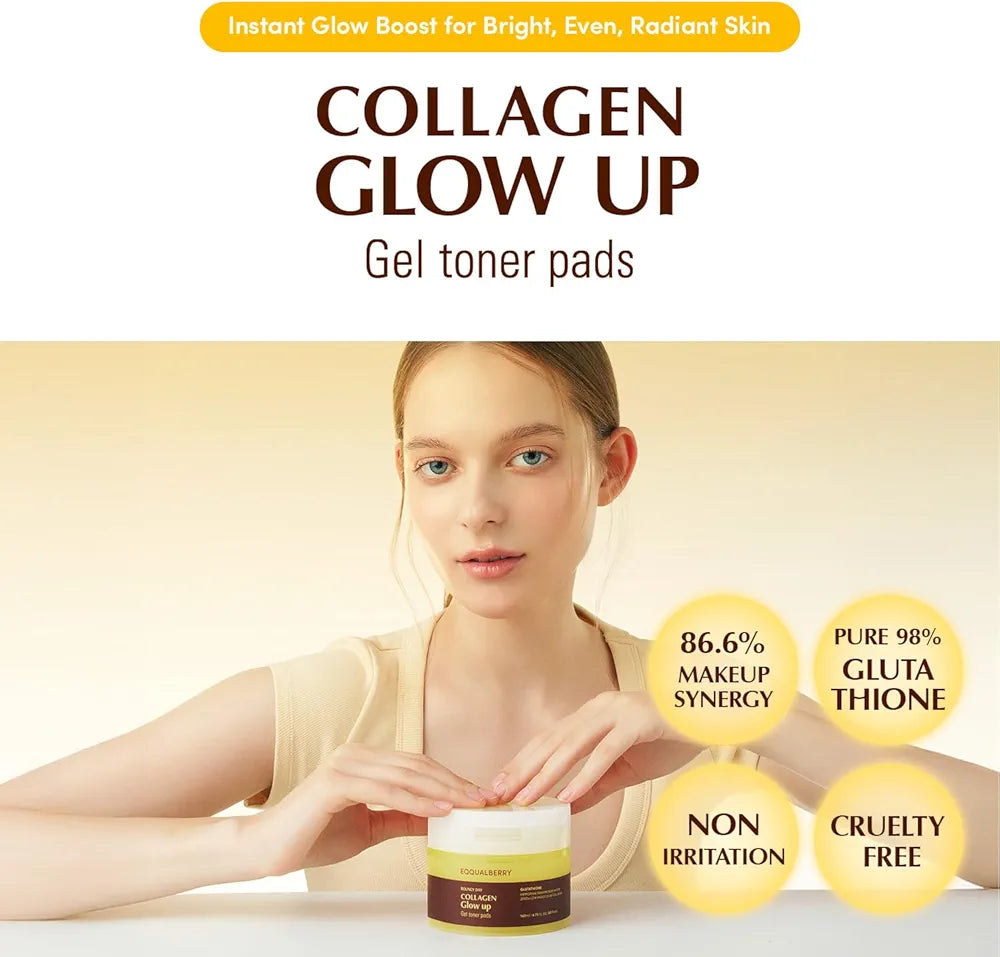 EQQUALBERRY – Collagen Glow Up Gel Toner Pads ( 60pads )