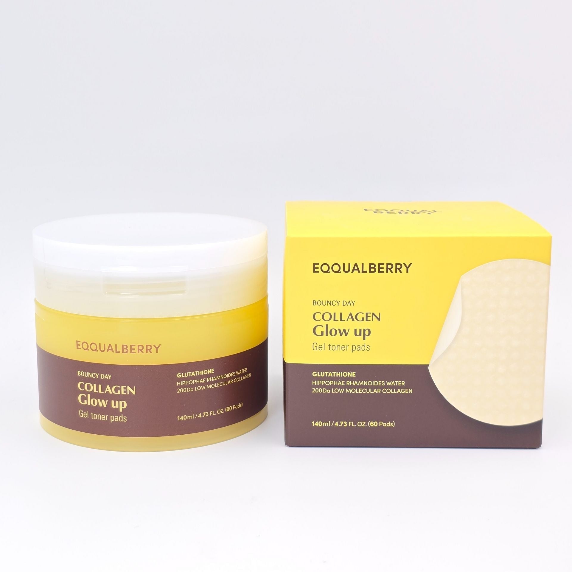 EQQUALBERRY – Collagen Glow Up Gel Toner Pads ( 60pads )