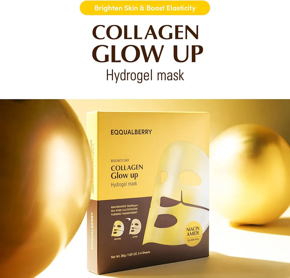 EQQUALBERRY – Collagène Glow Up Hydrogel Mask ( 4pcs )