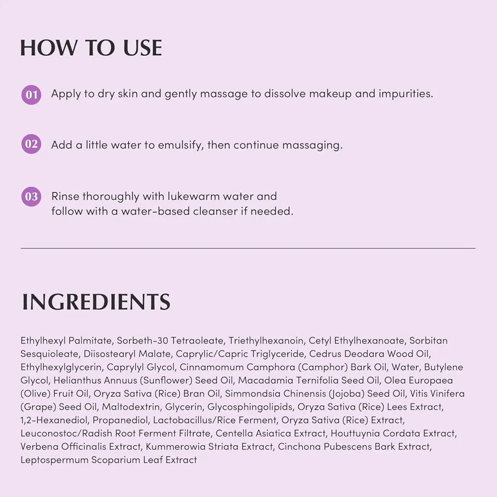 EQQUALBERRY – Purple Rice Pore Smoothing Cleansing Oil - 200ml