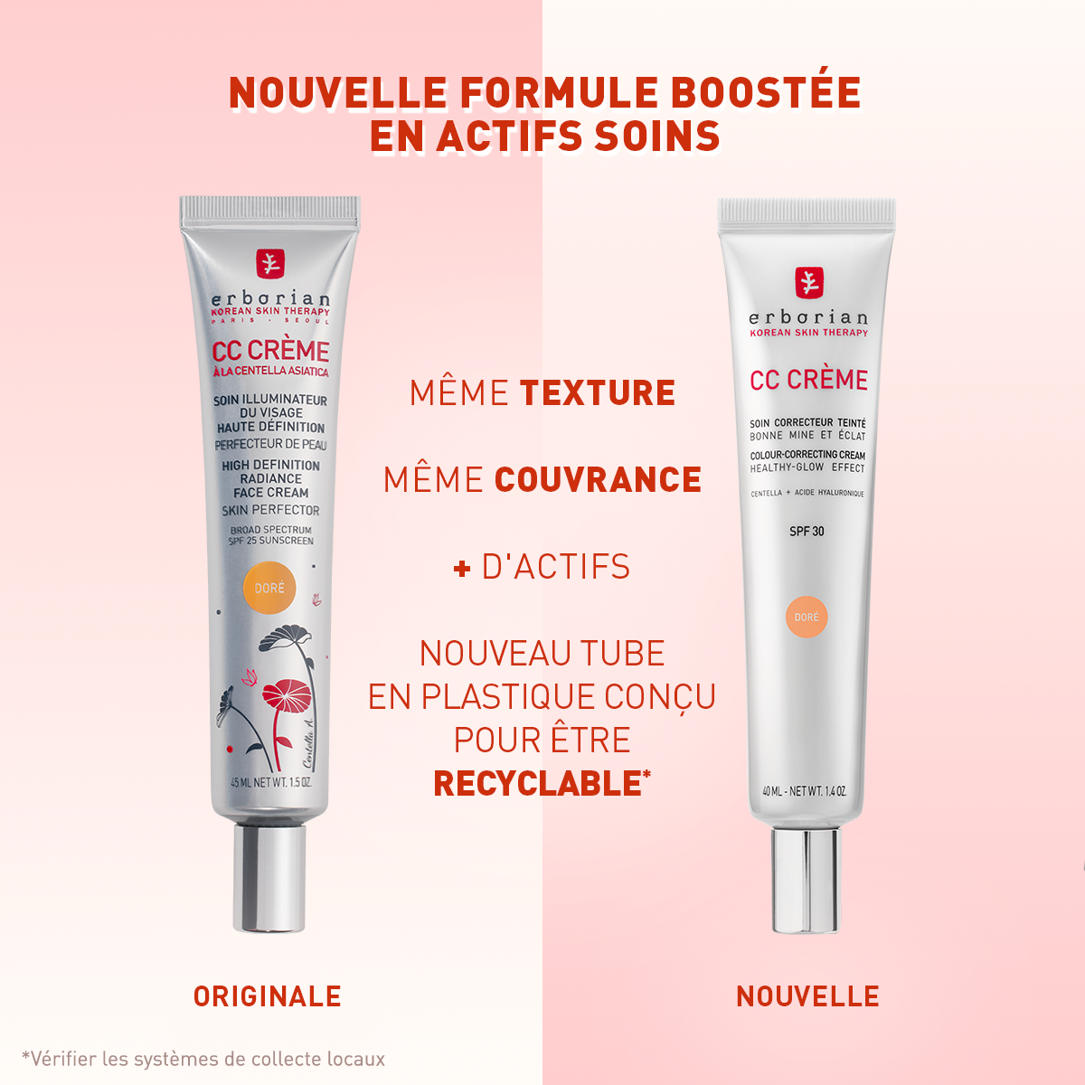 ERBORIAN - CC Crème À La Centella Asiatica - réf Clair 40ml