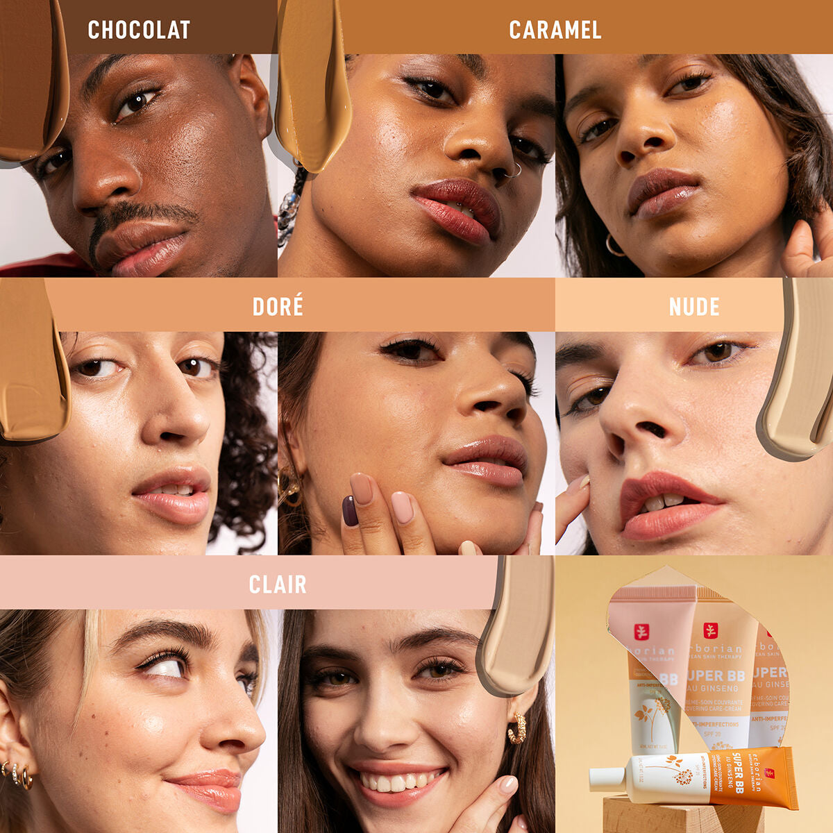ERBORIAN - Super BB - BB crème couvrante au Ginseng anti-imperfections SPF20 - réf Nude - 40ml