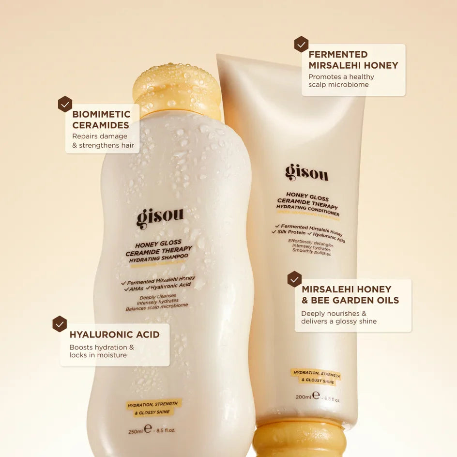 Gisou - DUO Honey Gloss Ceramide Cleanse Shampoo 250ml+ Conditioner 200ml