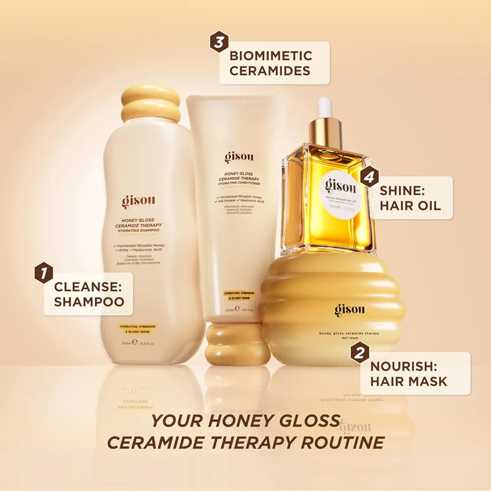 Gisou - DUO Honey Gloss Ceramide Cleanse Shampoo 250ml+ Conditioner 200ml