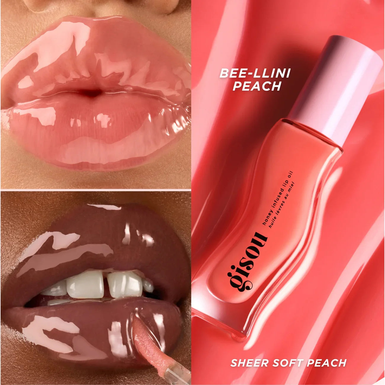 Gisou - Honey Infused Lip Oil - réf Bee - llini Peach