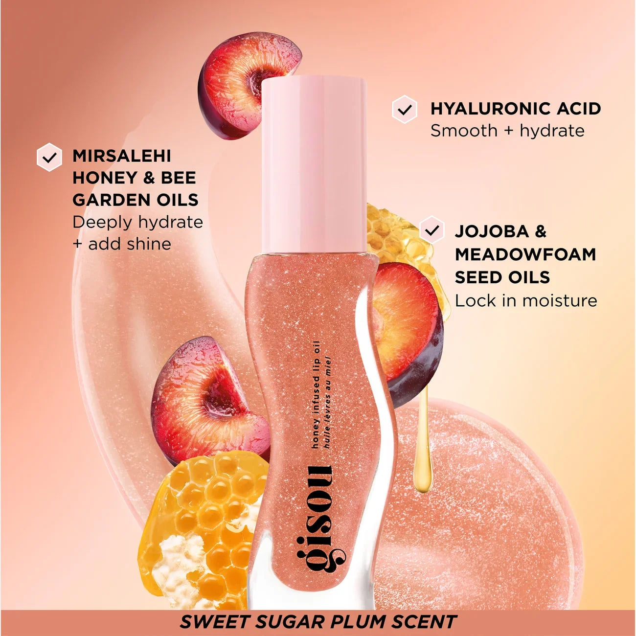 Gisou - Honey Infused Lip Oil - réf Glazed Plum