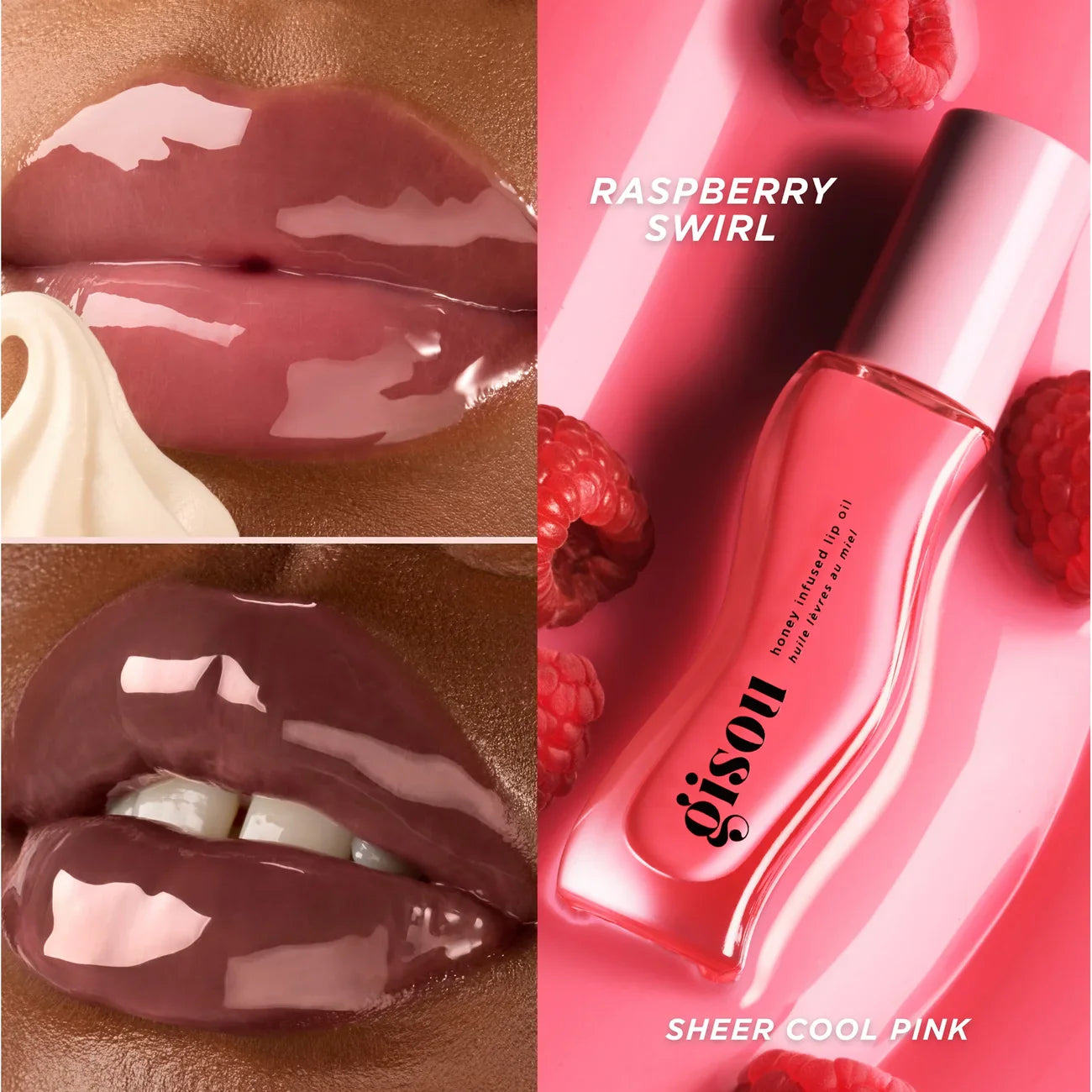 Gisou - Honey Infused Lip Oil - réf Rasberry Swirl