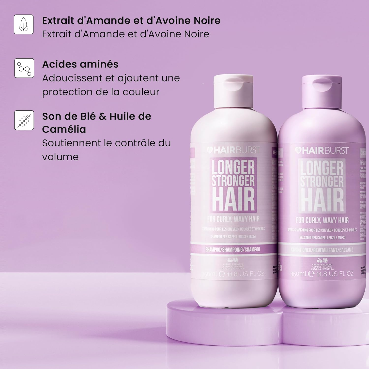 HAIRBURST - Shampoing + Conditioner Pour Cheveux Bouclés et Ondulés - 2x350ml
