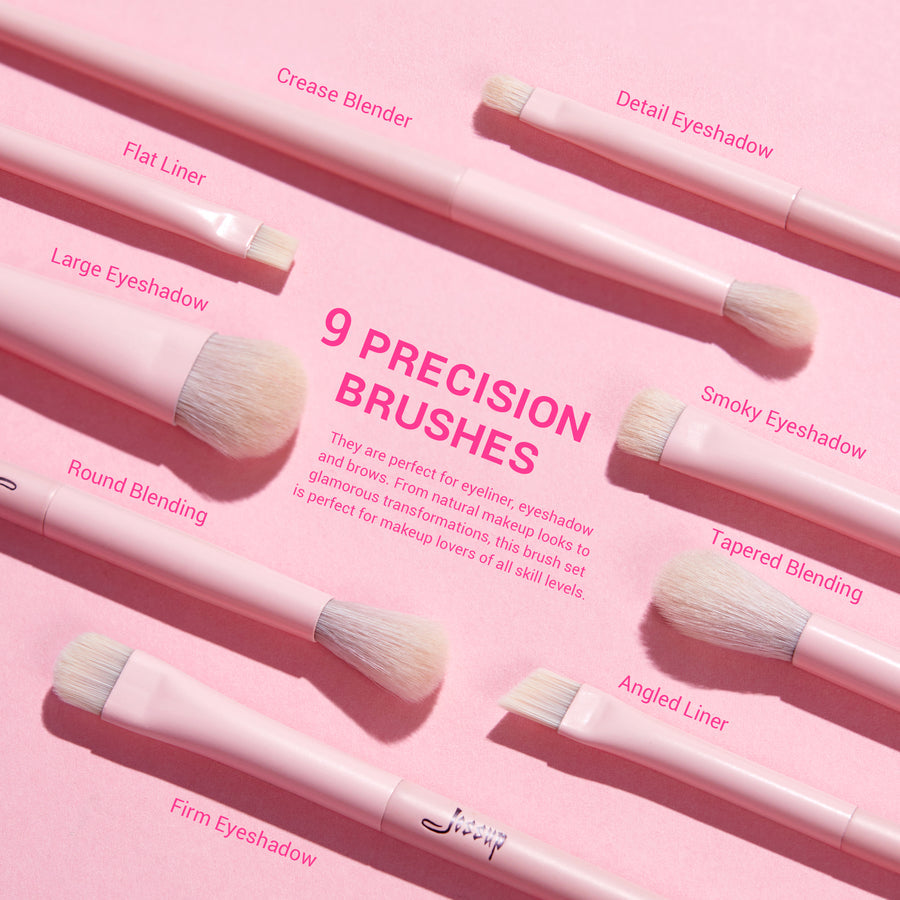 JESSUP - Crystal Pink Makeup Brushes Set Premium Vegan