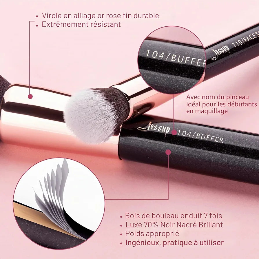 JESSUP - Ensemble 15pcs de Pinceaux Rose Gold