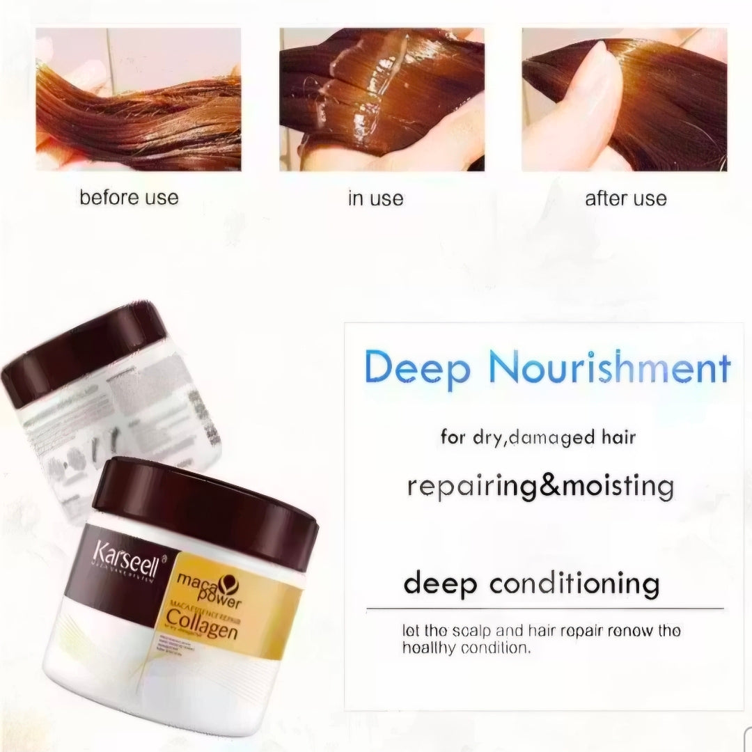 KARSEELL - Maca Essence Repair Collagen Hair Mask cheveux secs et abîmés - 500ml
