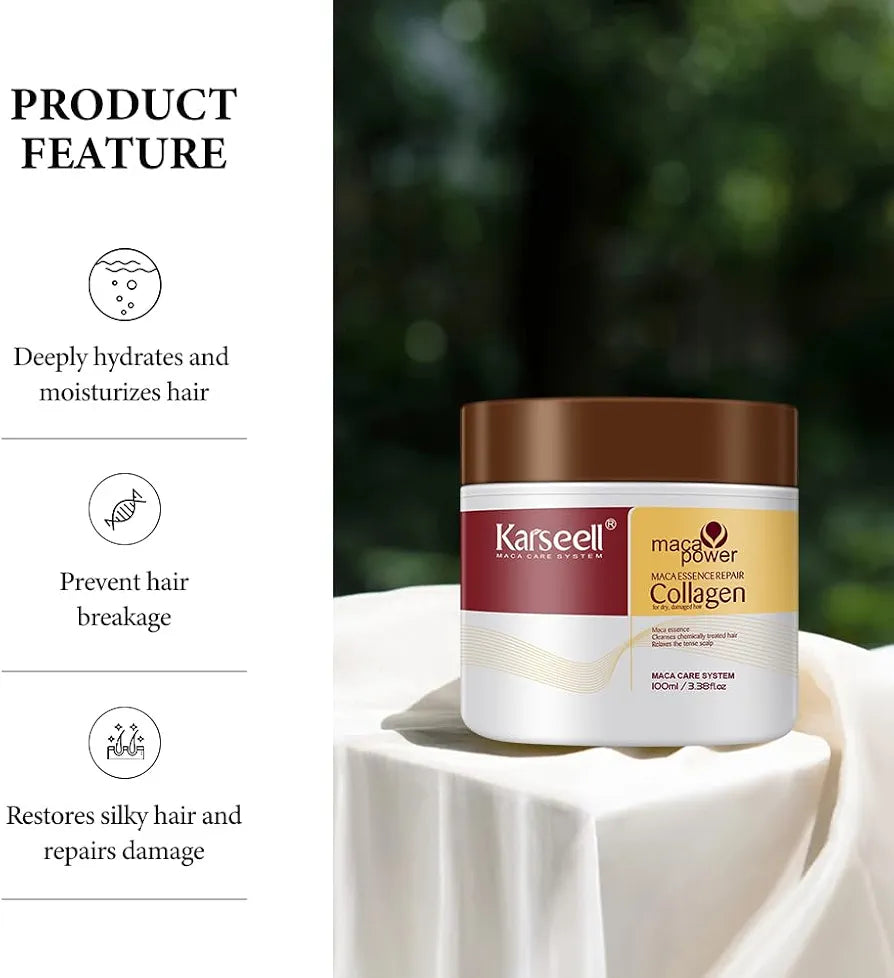 KARSEELL - MINI Maca Essence Repair Collagen Hair Mask cheveux secs et abîmés - 100ml