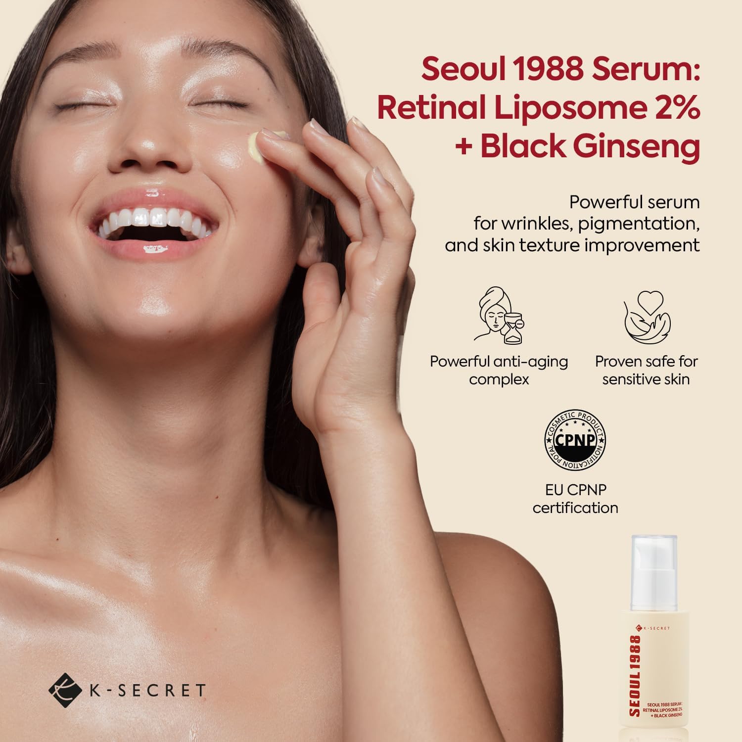 KSECRET SEOUL 1988 - Retinal Serum: 2% Retinal Liposome + Black Ginseng - 30ml