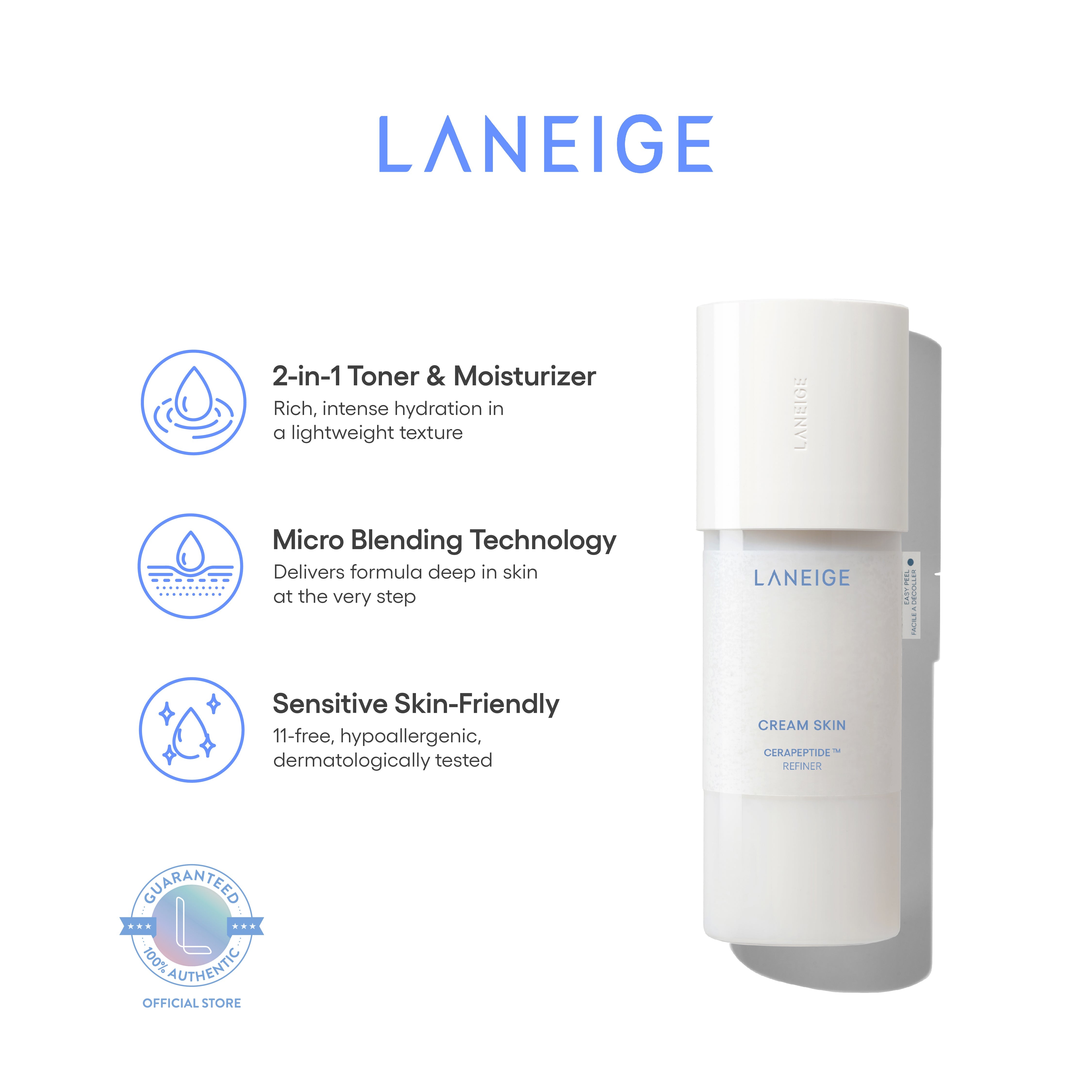 LANEIGE - Cream Skin Cerapeptide Refiner - Lotion Tonique et Hydrante - 170 ml
