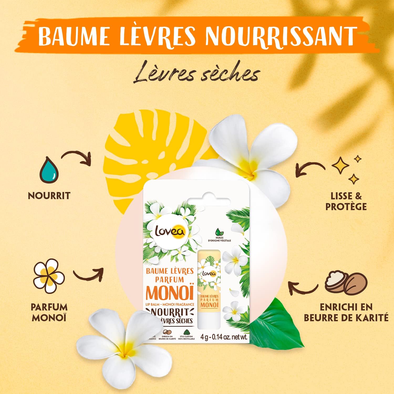 LOVEA - Baume Lèvres Parfum Monoï - 4g