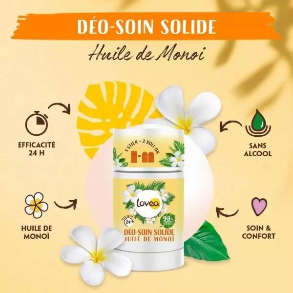 LOVEA - Déo-Soin Solide à l'huile de Monoï - 50g