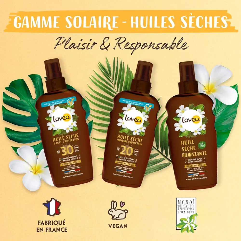 LOVEA - Huile Sèche SPF30 Moyenne Protection Monoï de Tahiti - 150ml