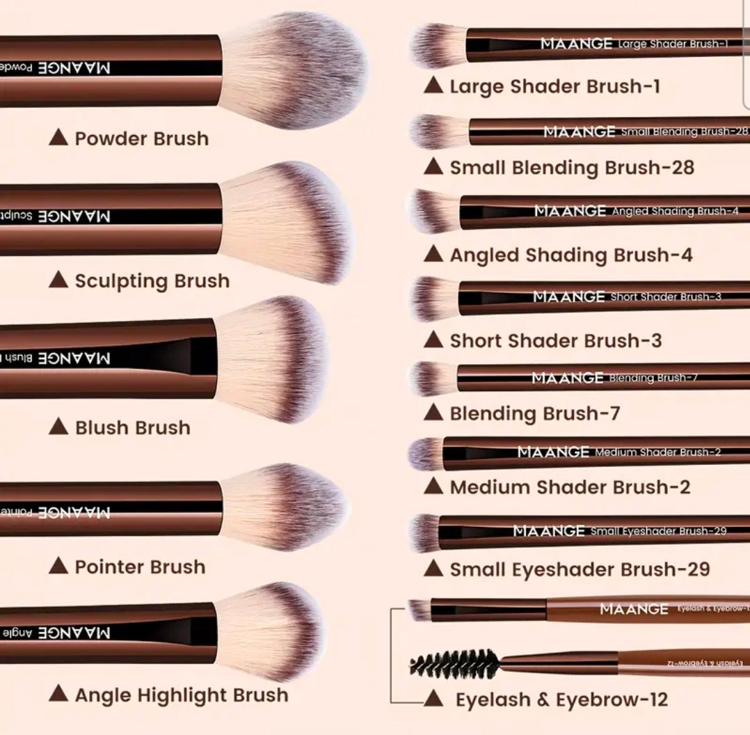 MAANGE - Ensemble de pinceaux de maquillage ( 13 pièces + Trousse )