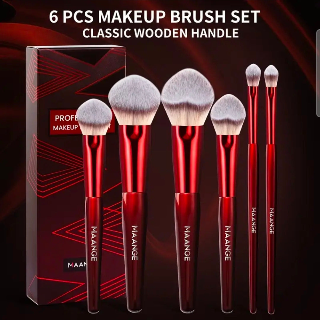 MAANGE - Ensemble de pinceaux de maquillage Red 6 pièces