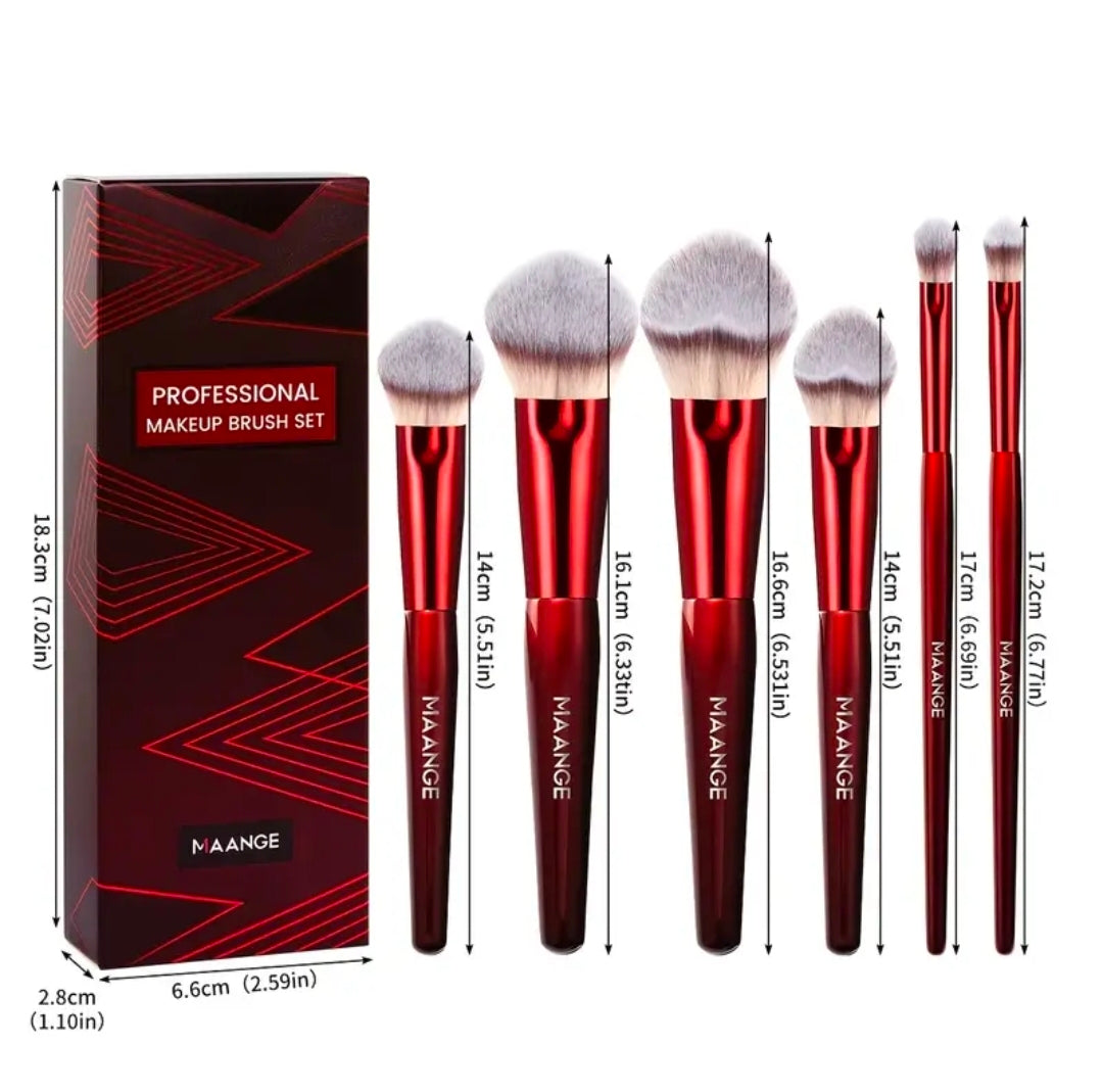 MAANGE - Ensemble de pinceaux de maquillage Red 6 pièces