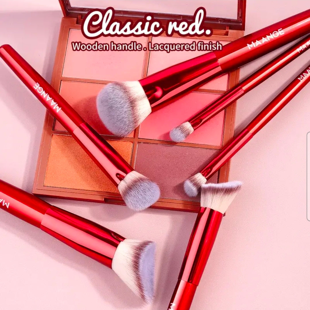 MAANGE - Ensemble de pinceaux de maquillage Red ( 6pcs )