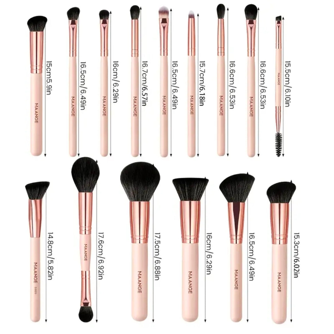 MAANGE - Ensemble de pinceaux de maquillage Rose Gold ( 15 pièces )