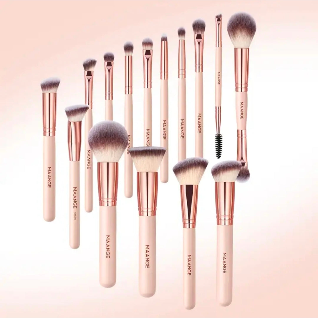 MAANGE - Ensemble de pinceaux de maquillage Rose Gold ( 15 pièces )