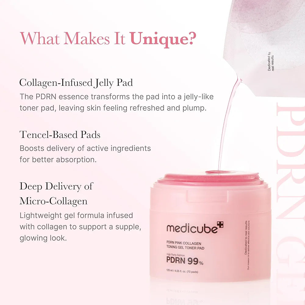 MEDICUBE - PDRN Pink Collagen Toning Gel Toner Pad - 120ml/70pads