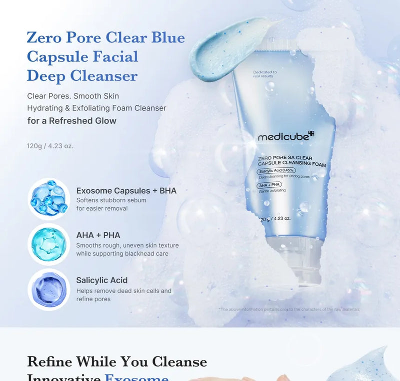 MEDICUBE - Zero Pore SA Clear Capsule Cleansing Foam - 120g
