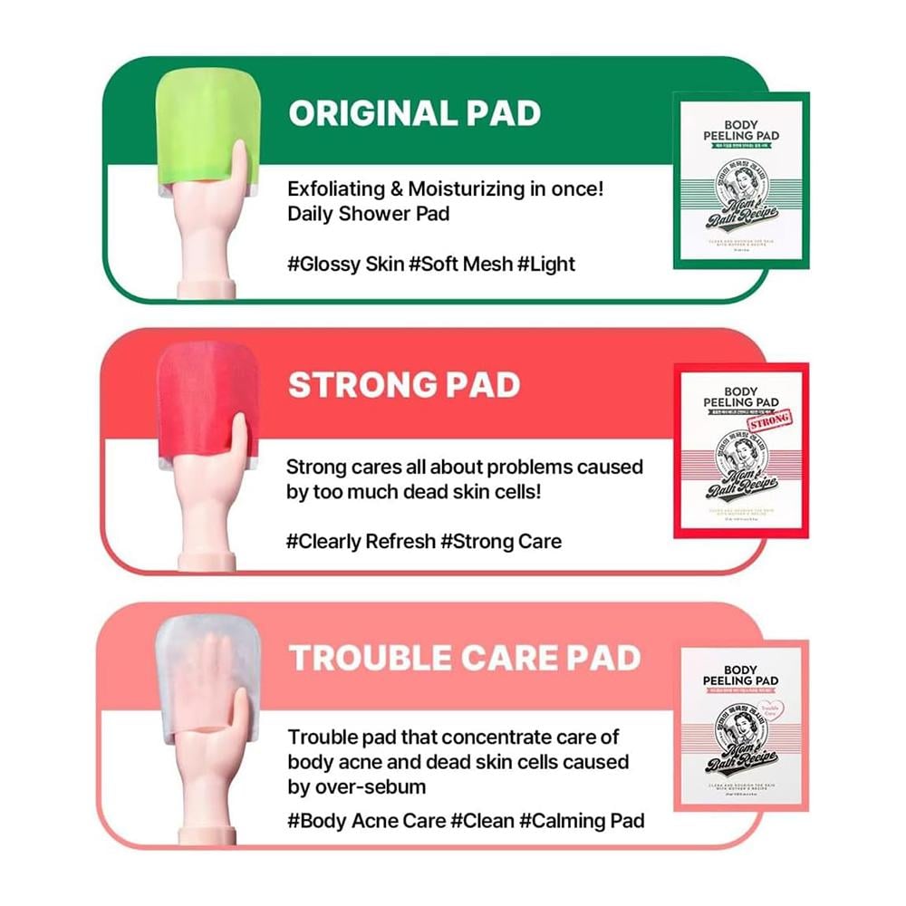MOMS BATH RECIPE - Body Peeling Pad - réf Trouble Care Pad ( Pack 8 pièces )