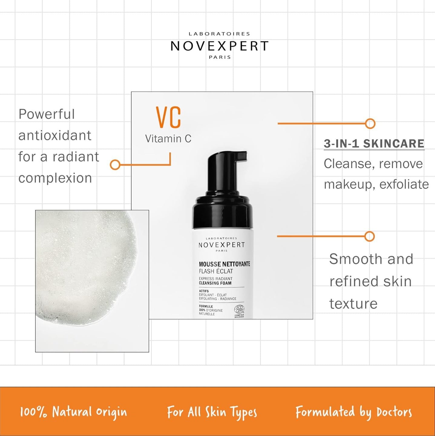 NOVEXPERT - Flash Éclat Mousse Nettoyante -150ml